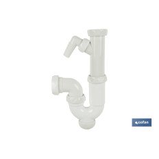 SIFÓN CURVO CON SALIDA Ø32-40, RACOR 1 1/2 Y TOMA AUXILIAR (PACK: 1 UDS)