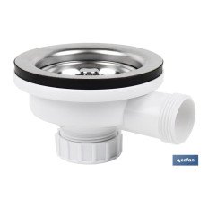 VÁLVULA FREGADERO 1 1/2 x 115 CON CESTA REJILLA Y REBOSADERO (PACK: 1 UDS)