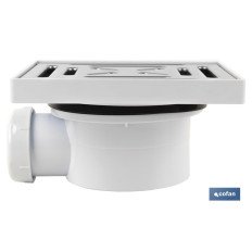 VÁLVULA SIFÓNICA SUMIDERO 146x146 MM CON SALIDA Ø32-40 Y TAPA ACERO INOX. (PACK: 1 UDS)