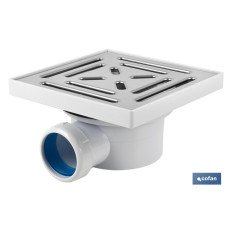 VÁLVULA SIFÓNICA SUMIDERO 146x146 MM CON SALIDA Ø32-40 Y TAPA ACERO INOX. (PACK: 1 UDS)