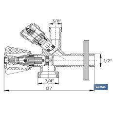 VÁLVULA DE ESCUADRA 1/2 X 3/4 X 3/8 MODELO COMBI (PACK: 1 UDS)