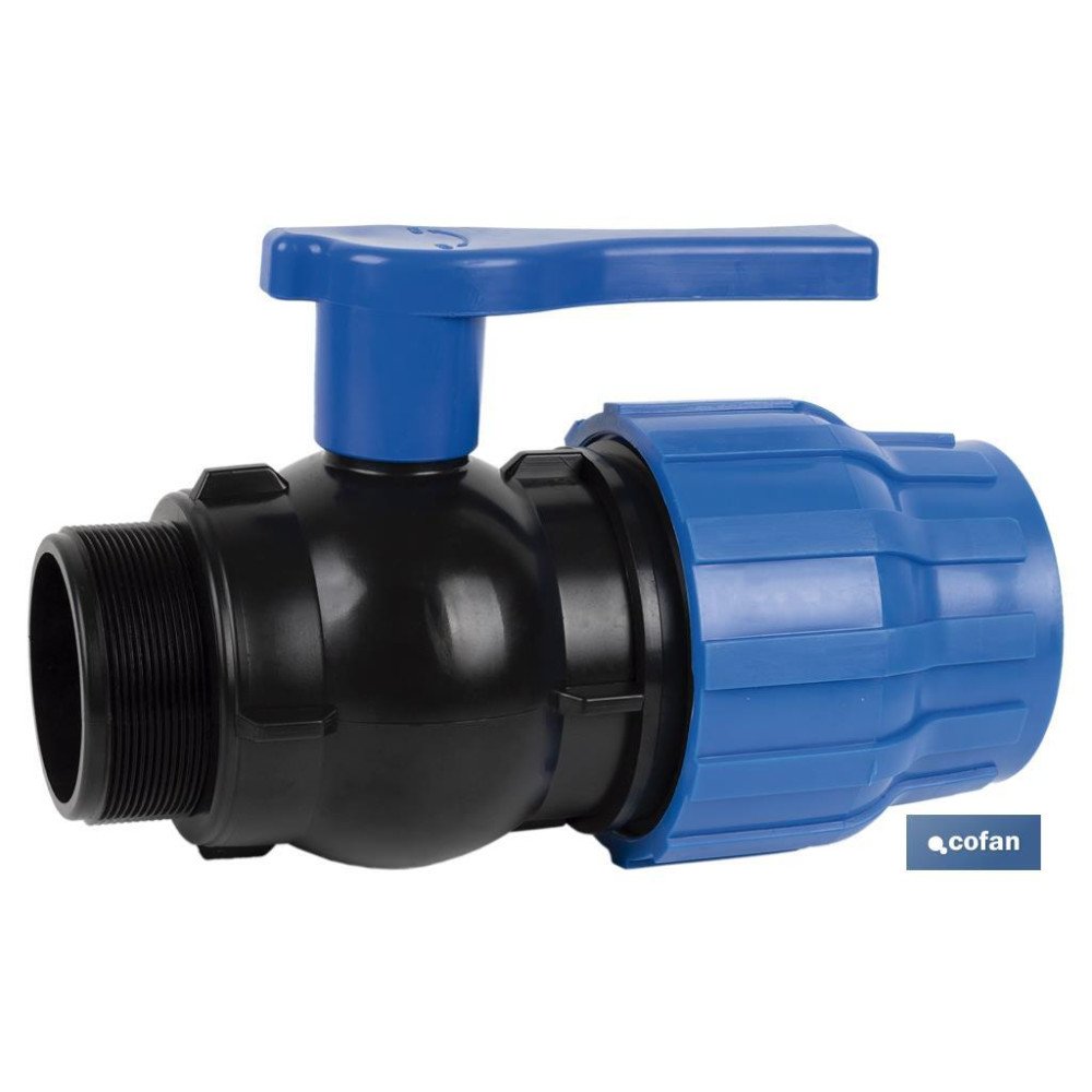 ENLACE VÁLVULA DE BOLA ROSCA MACHO PP PN16 20 X 1/2 VENTA UNITARIA (PACK: 1 UDS)