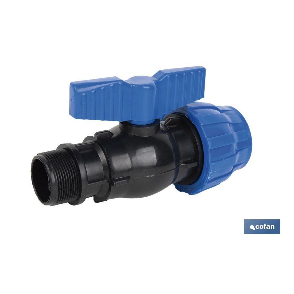 ENLACE VÁLVULA DE BOLA ROSCA MACHO PP PN16 50 X 1 1/2 (PACK: 1 UDS)