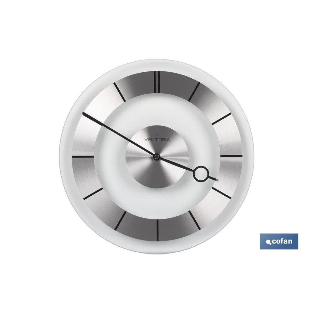 RELOJ DE PARED Ø31CM CRISTAL/ALUM MODELO LECCO (PACK: 1 UDS)