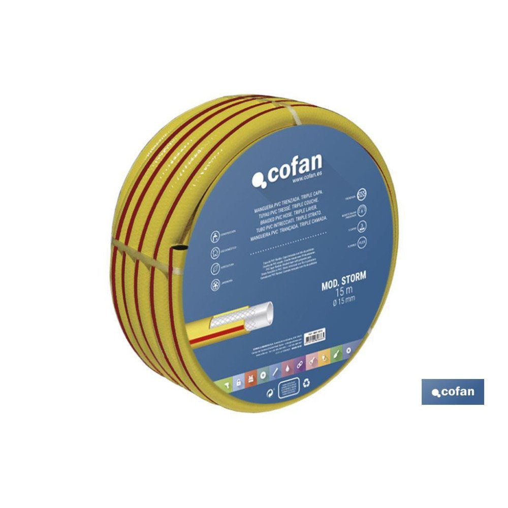MANGUERA PVC MODELO STORM 3C TRENZADA Ø19X50 M (PACK: 1 UDS)