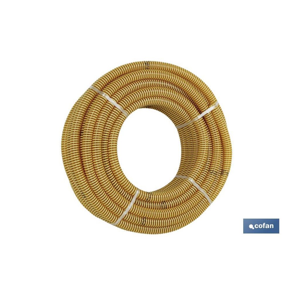 ROLLO DE TUBO DE ASPIRACION ESPIRAL AMARILLO Ø35mm 25m (PACK: 1 UDS)