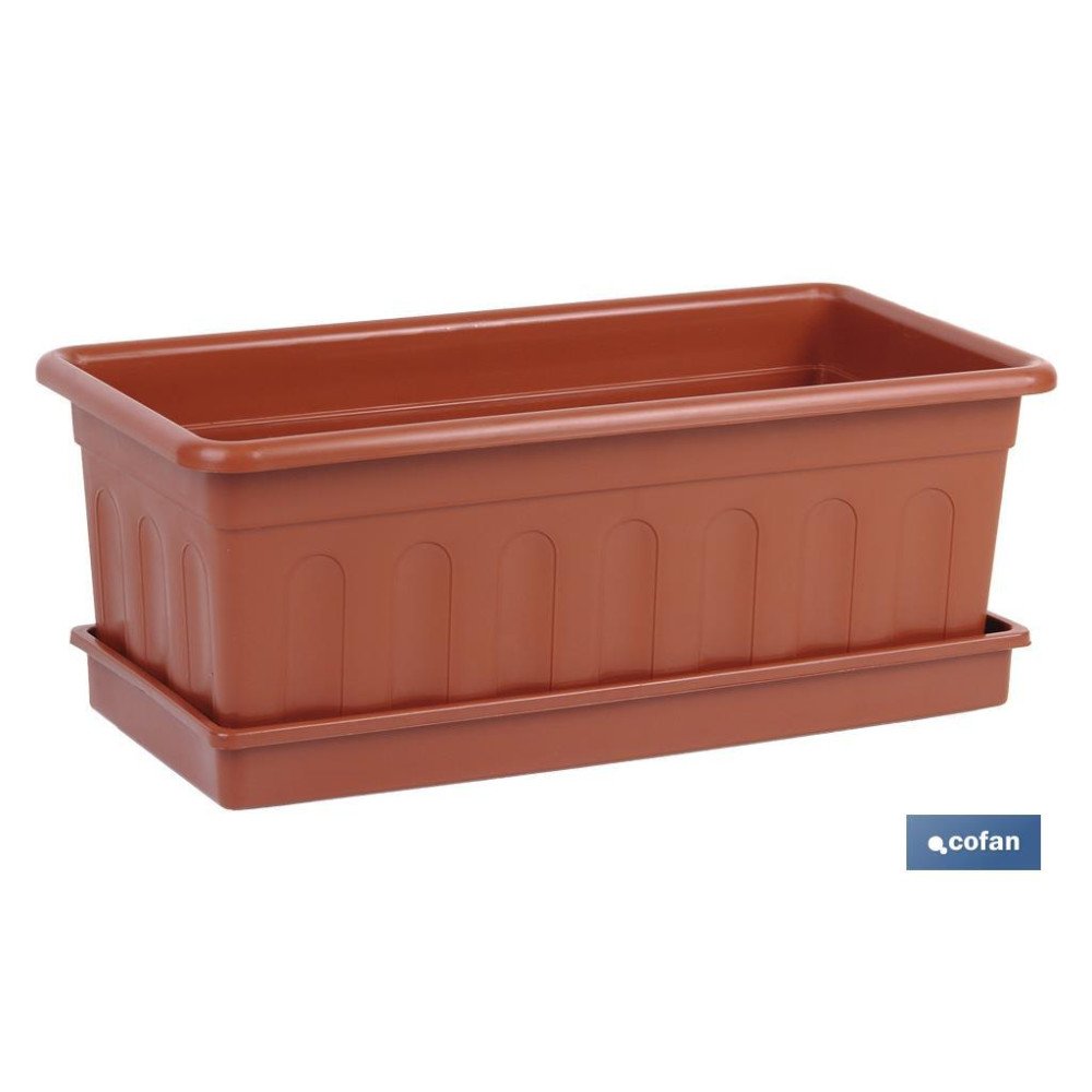 JARDINERA MARRON  MODELO AZAHAR 40 X 20 X 15.5 + PLATO 38 X 16.6 CM (PACK: 12 UDS)