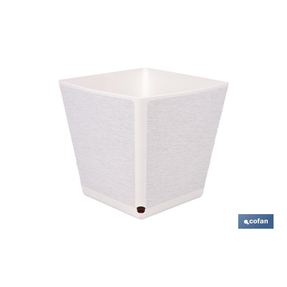 MACETA O MACETERO GAMA TEXTIL CUADRADA COLOR BLANCO PP 298 X 298 X 300 MM 18 L venta unitaria9 (PACK: 1 UDS)