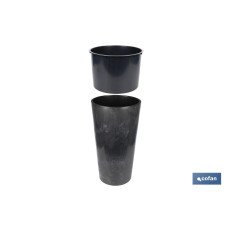 MACETERO 2 EN 1 FORMA CONICA CON DEPÓSITO COLOR NEGRO PP Ø 409 X 750 MM 29,5 L (PACK: 1 UDS)