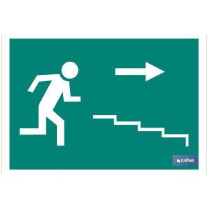 Señal Salida Escalera derecha Bajada Pictograma