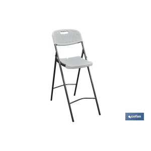 Silla alta plegable de color blanco | Adecuada para interior y exterior | Medidas: 77 x 44 x 109 cm