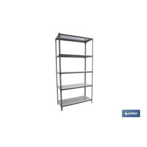 Estantería de acero | Color antracita | Disponible con 5 baldas de acero galvanizado | Medidas: 180 x 90 x 40 cm